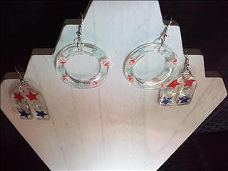 [ #W122 ] $30.00USD - Stars and Holiday Snowmen Earrings. 2 pairs.